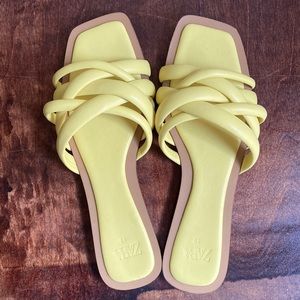 Zara lime green leather sandals